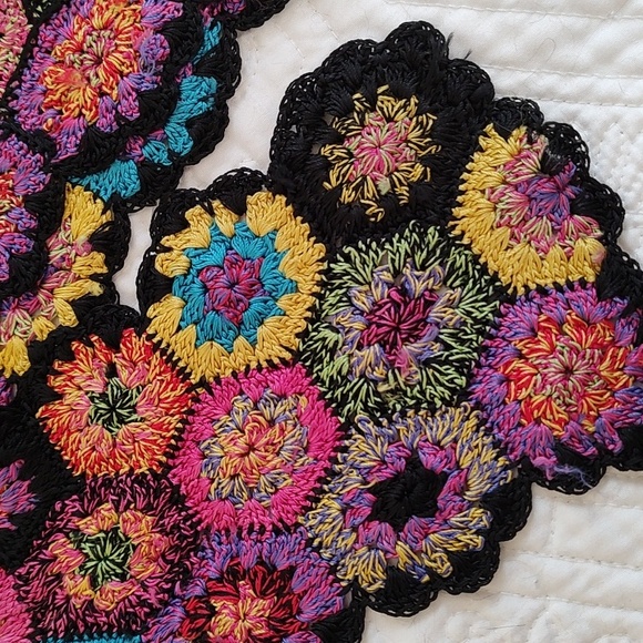 Handmade Colorful Crochet Silky Yarn Scarf - Picture 3 of 7